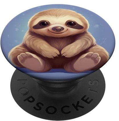 Cute Kawaii Sloth Design Gifts Süßes Faultier PopSockets Klebender PopGrip Schwarz Tierdruck Tier-Design