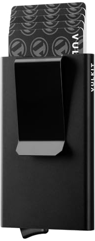VULKIT Kartenetui Metall Geldbörse RFID Schutz Mini Herren Portemonnaie Geldbeutel Automatisch Pop Up für 5 Karten