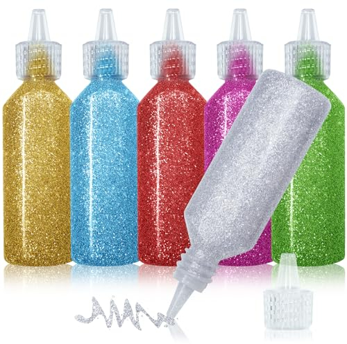 Mesen 6 Glitter Glue originale, 20 ml de colle pailletée pour loisirs créatifs pour cartes, papier, décoration et design créatif en tube avec pointe doseuse fine