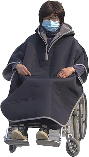 Ganzkörper-Rollstuhldecke Für Erwachsene, Warme Rollstuhldecke Für Den Winter, Winddichter Rollstuhl-Umhang, Poncho Mit Kapuze, Mit Fleece Gefütterte Reise-Thermodecke