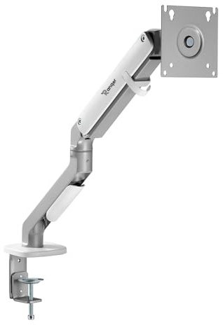 Ranqer Monitorhalterung 17-32 Zoll Bildschirme, VESA 75 & 100 mm, Monitor Stand, Monitor Arm, Höhenverstellbar, 360° Rotation, Schwenk-, Neigbar, bis 9kg, mit Kabelmanagement, weiß