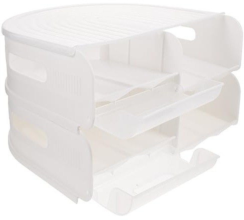 Gatuida Refrigerator Organizer with Lid Shaped Rolling Storage Container for Easy Access Semi-transparent Design for Kitchen Use