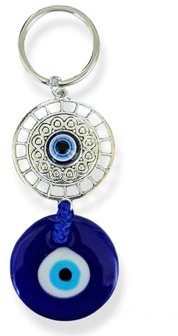 SabelAX - Porte-clés œil turc - amulettes de chance et de protection - Amulette mauvais œil - Porte-clés original - Porte-clés unisexe pour femme et homme - Porte-clés voiture maison nouvelle, bleu
