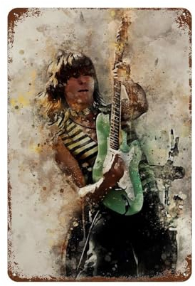 NRCKMIHRAE Poster mit Gitarristen Jeff Beck, Wanddekoration, Kunst, Metallblechposter, moderne Wohnkultur, Kunst, Metallposter, Hausbar, Ladendekorationen, Vintage-Schild, Geschenk, 30 x 20 cm