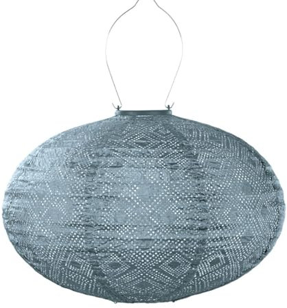 LUMIZ Solarlaterne - für Außen - Mosaic - Oval - Gartenbeleuchtung - Solarlampen - Gartendeko - 40cm - Grau