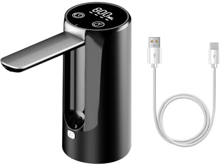 Wasserflaschen Pumpe, 5W USB-Lade Trinkwasserpumpe, Faltbar Tragbarer Elektrischer Wasserspender mit Digitalanzeige für Home Office Küchen Camping