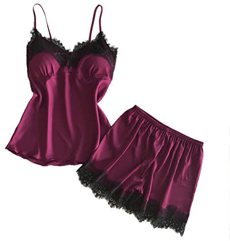 Sexy Body Damen Dessous Set Damen Negligee Babydoll Dessous Chemise BH Sexy Träger Bügel BH mit Schleife + Tanga mit hoher Taille Holdup Strümpfe Minirock