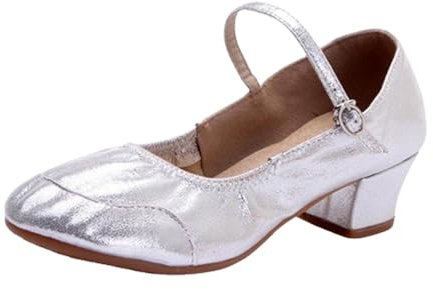 LuminescentDream Womens Modern Latin Dance Shoes,Closed Toe Leather Latin Dancing Shoes,Ladies Ballroom Shoes Low-Heel,lightweight Dance Shoes For Beginners Practice