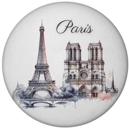 Wahrzeichen Paris Magnet rund Eiffelturm Louvre Notre-Dame - Erinnerung an Paris mit Magnet Sacre Coeur Triumphbogen Montmartre Pantheon