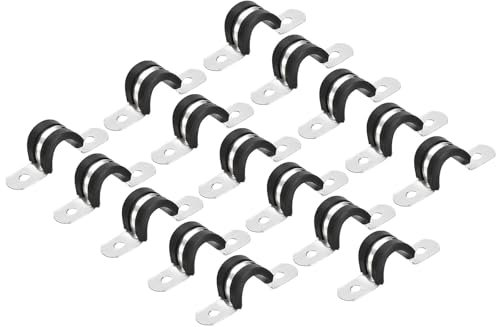 MACHSWON 30Pcs 12mm(1/2) Cable Clamp, Rubber Cushioned Insulated Clamp 304 Stainless Steel U Shape Bracket Metal Pipe Clamp Tube Holder for Wire Hose Tube