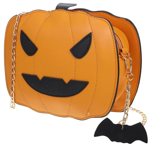 Tofficu Halloween Pumpkin Shoulder Bag, Devil, PU Leather Handbag, Trick Or Treat Bag