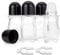 Pxyelec 4 pcs 50ml Clear Glass Roller Bottles, Glass Roll on Bottles with Plastic Roller Ball and White Opener Deodorant Vial Container for Essential Oils, Perfume (Black Lid)