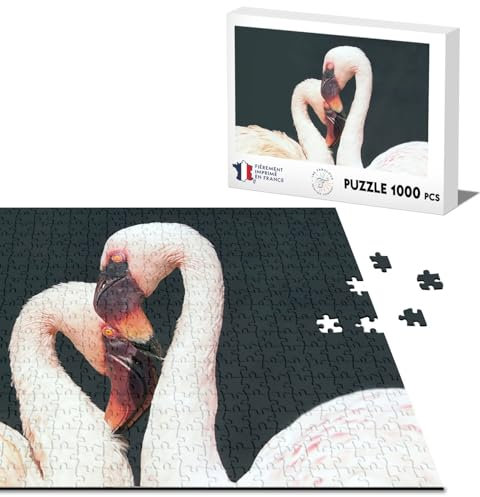 Klassisches Puzzle, 1000 Teile, Flamingo-Paar, Rosa, Herzform