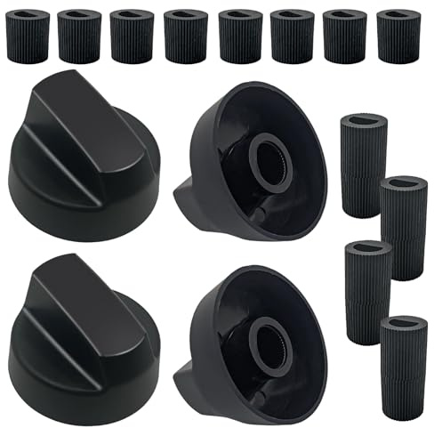OWMOSYX Universal-Ersatzknöpfe mit 12 Adaptern, kompatibel mit Ofen, vielseitig und vielseitig einsetzbar, Schwarz, 4 Stück