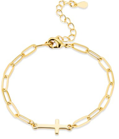 ALEXCRAFT Kreuz Armband Gold Damen Armkette Schmuck Verstellbare Kette Valentinstag Muttertag Geburtstags Weihnachten für Sie Frauen Freundin Mama Geschenke 17+5cm