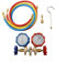 Manifold Kit de mesure de climatisation pour R410A R32 R404A pour réfrigérant R134A Test de pression Diagnostic Manomètre avec 3 tuyaux et accessoires (B)