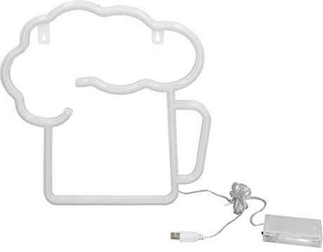 Neon Beer Light Beer Becher Schild USB -Batterie Angetrieben IP45 mit Weißem Warmem Licht für Bar Party Restaurant Dekoration