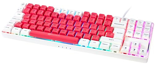 Gamiac TKL90G Gaming-Tastatur Weiß/Rot – TKL ISO-DE Layout, Red Switches, Hot-Swap, PBT Keycaps, RGB-Beleuchtung, USB-C, 1.000 Hz Pollingrate