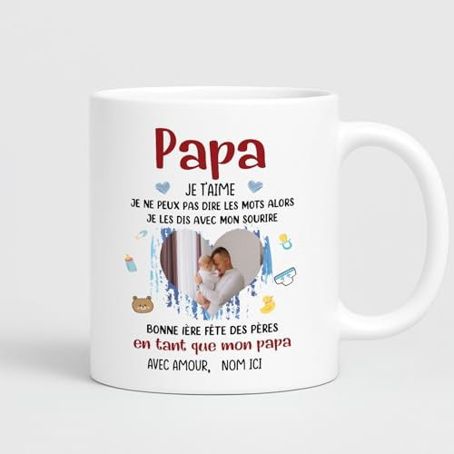 Koccie Taza personalizada para Nuevo Papá | Regalo personalizado para Nuevo Padre | Feliz Día del Padre 1er como Papá