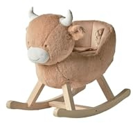 NOUKIE'S - Bascule pour bébé - Fluffy Cow - À partir de 10 Mois - avec Ceinture de sécurité