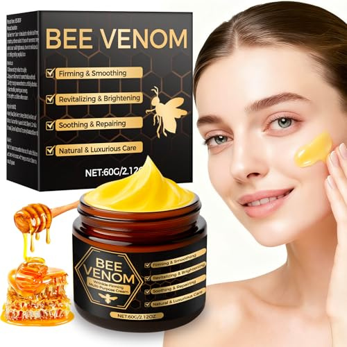 Bee Venom Gesichtscreme 60g, Natürliche Anti-Aging Feuchtigkeitscreme mit Bienengift, Honig, Aloe Vera & Hyaluronsäure – Spendet Feuchtigkeit, Strafft & Pflegt für Strahlend Glatte Haut