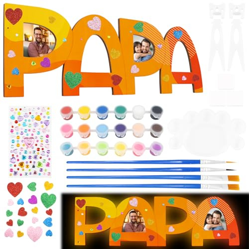 ZYNERY Vatertagsgeschenk für Papa Bilderrahmen Holzbuchstaben Geschenke zum Vatertag Personalisiert Bilderrahmen Papa für Geschenk Vatertag Geburtstag Weihnachten