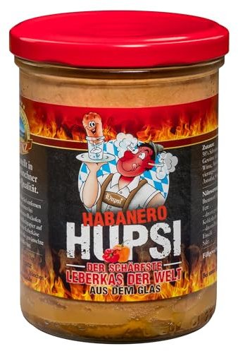 Hupsi Leberkäse im Glas original - Habanero 380 g - In 25-30min verzehrfertig - Bayerischer Leberkas zum Aufbacken aus Familienmetzgerei in München