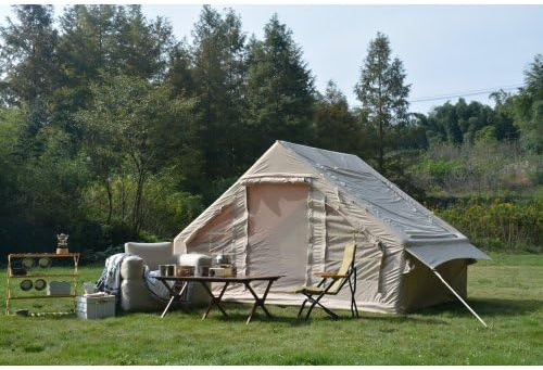 Aufblasbares Großraumzelt Hot Tent 4 Jahreszeiten, wasserdicht PU3000 mm, Familienzelt mit Stove Jack Ofen Durchführung, Schnellaufbau für Camping Garten Glamping