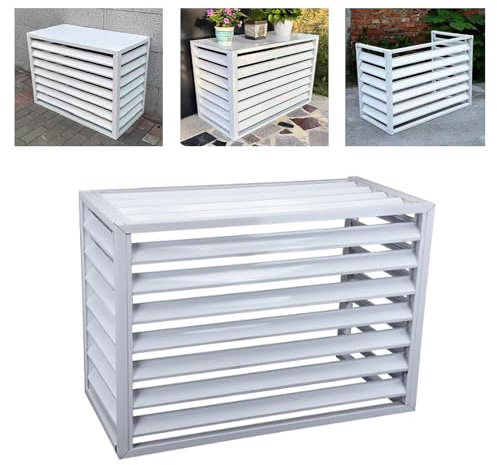 unmjgybc Schutzgitter für Klimaanlagen, Sichtschutzzaun, Klimaanlage Abdeckung Außengerät aus Aluminium, Wetterfester Schutz, Schallschutzhaube Wärmepumpe, Klimaanlagen Zaun Schirm 100×70×50(1.5P)