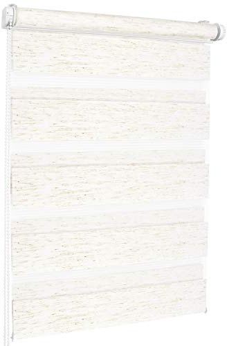ROLLMAXXX Klemmfix Doppelrollo ohne Bohren 75 x 150 cm beige Melange | Duo Rollo Tag und Nacht für Fenster, Doppelrollo Klemmfix mit Seitenzug, Fenster Doppelrollo Lichtregulierung