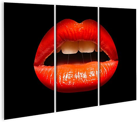 islandburner Bild auf Leinwand Rote Sexy Lippen Vampir Rocky Horror Bilder Wandbilder Poster