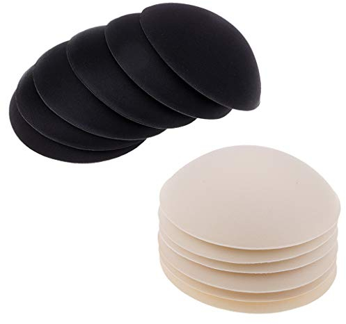 6 Paare BH Pads Rund, Bikinis Pad, BH Einlagen Bra Pads, Abnehmbarer Sport BH-Einsatz, Pushup Schwamm BH Cup Brustpolster für Badeanzug Bikini Bademode Sport, Schwarz+Hautfarben
