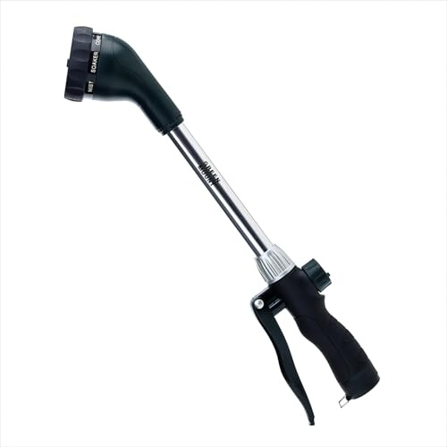 GREEN MOUNT Watering Wand 16-Inch, Heavy Duty Garden Wand with 8 Spray Patterns | Ergonomic & Lightweight for Easy Watering | Ideal for Hanging Baskets, Potted Plants, Window Boxes,Blackish Green