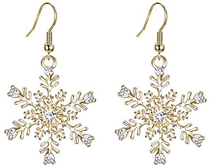 EVER FAITH Damen Ohrringe österreichischen Kristall Winter Party Schneeflocke Haken baumeln Ohrstecker Ohr Schmuck klar Gold-Ton