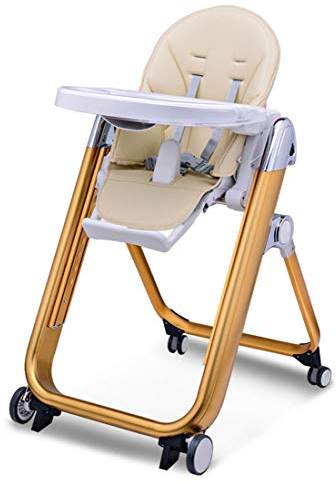 KUANDARYJ Kinderhochstuhl Babyhochstuhl Babystuhl Kinderstuhl - Hochstuhl Baby Höhenverstellbar mit abnehmbarem Essbrett, Gold