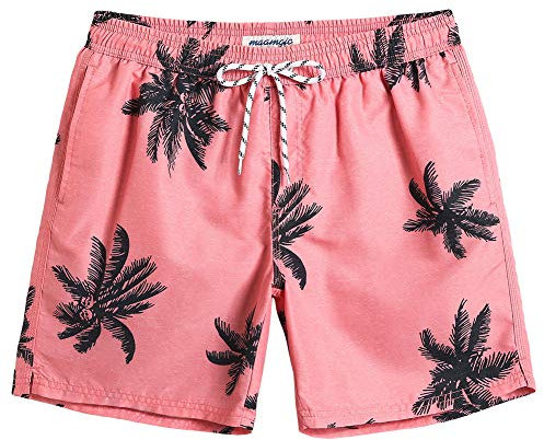 MaaMgic Herren Badeshorts SCHNELLTROCKNEND Boardshorts Trainingshose mit Mesh-Futter und Verstellbarem Tunnelzug MEHRWEG, Kokosnuss Orange L