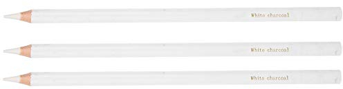 3 x weiße Holzkohle-Bleistifte, professionelle Skizzierstifte, Textmarker, Kunst, Zeichnen, Hervorhebung