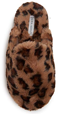 Laura Ashley Scuff Hausschuhe, Plüsch Tier Print Slip-Ons für Frauen mit Memory Foam Einlegesohle, Braun (braun), Medium