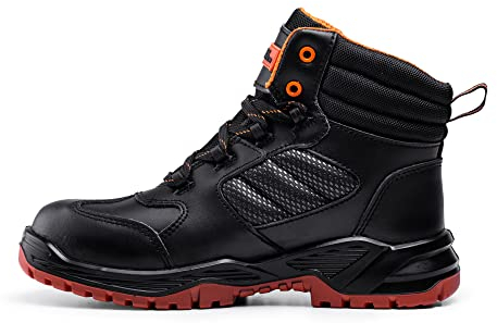 BLACK HAMMER Sicherheitsstiefel Herren S3 SRC Sicherheit Stiefel Verbundstoff Kappe Und Kevlar Zwischensohle Atmungsaktiv Leicht Arbeitsschuhe Metallfrei Knöchelhoch Luftdurchlässige 8844 (42 EU)