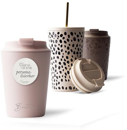 MAMEIDO Thermobecher personalisiert 350ml, Kaffeebecher to go mit Namen aus Edelstahl doppelwandig isoliert, auslaufsicher, Namensgravur als personalisiertes Geschenk (personalisiert, 0,35l)