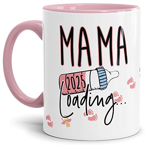 Tasse Babynews Du wirst Mama 2025 - Geschenkidee/Ladebalken/Endlich Schwanger/Schwangerschaft verkünden/Baby - Rosa
