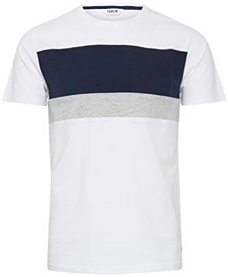 !Solid SDSascha - Camiseta de manga corta para hombre con rayas y cuello redondo, Blanco (110601), XXL