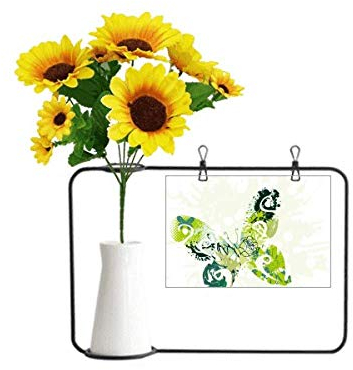 Beauty Gift Künstliche Sonnenblumen-Vasen, Schmetterling, Graffiti, Grün