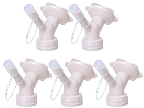 DOITOOL Botella portátil de plástico para riego, accesorio de riego para botellas, plantas, flores, boquilla de aspersor, plantas de interior, aspersor, 5 unidades, color beige
