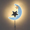 WRMING LED Wandlampe Kinderzimmer Mond mit Stecker, Blau Stern Kinder Wandleuchte mit Schalter und Kabel, 3 Farben lampe kinderzimmer Jungen mädchen kinderzimmerlampe Deko Mondlampe