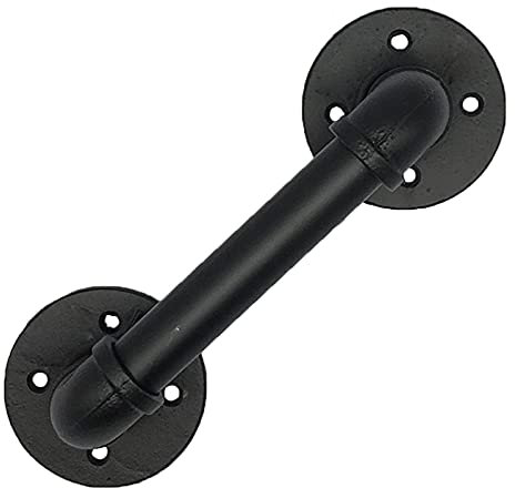 Large Handle Antique Wrought Iron Restaurant Bar Door Barn Door Sliding Door Handle Furniture Handle Industrial Style Cabinet Pulls Black Water Pipe Cabinet Knobs Door Levers (Total Length 25cm)