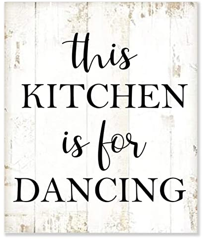 Rustikales Holzschild This Kitchen Is for Dancing 1 Retro-Schild zum Aufhängen, Bauernhaus-Wandkunst-Dekoration, lustiges Zitat, Einweihungsgeschenk, 25,4 x 30,5 cm, vertikale Innen- und Außendekor