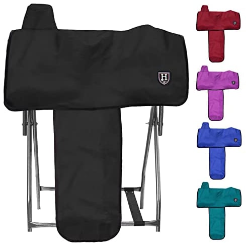 Harrison Howard Langanhaltender Westernsattelbezug, 6 elastische Gurte, 600 Denier, wasserdicht, Schwarz