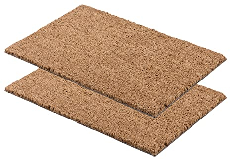 Carpido rutschfeste Kokosmatte - 40 x 60 cm - 2er Set Natur - Nachhaltige Naturfaser für den überdachten Außenbereich - 100% Kokos Fußmatte - Türmatte Eingang