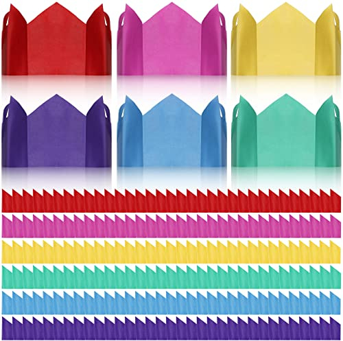 Fainne 100 Pieces Christmas Cracker Hats Tissue Paper Crowns Crackers Fillers for Family DIY Crafts Xmas Party Favor Supplies(Cute Color)